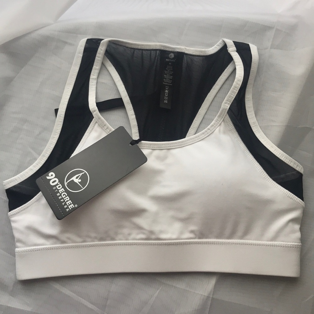 White black 90 Degree by Reflex Sports Bra. NWT